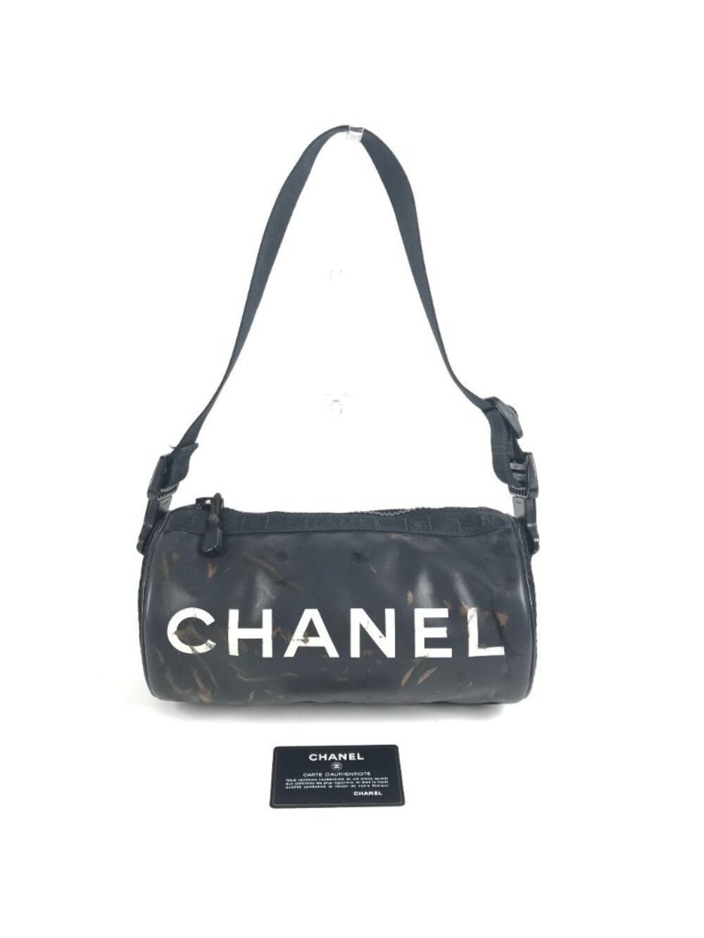 Chanel Shoulder Bag CC Logo Nylon Black